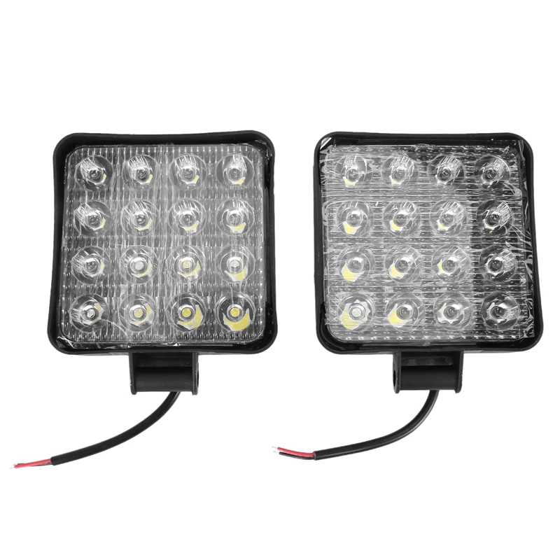 2 Stück 48 W 6000 K LED-Punktstrahl, quadratische Arbeitsscheinwerfer, Lampe, Traktor, SUV, LKW, 4WD, 12 V, 24 V