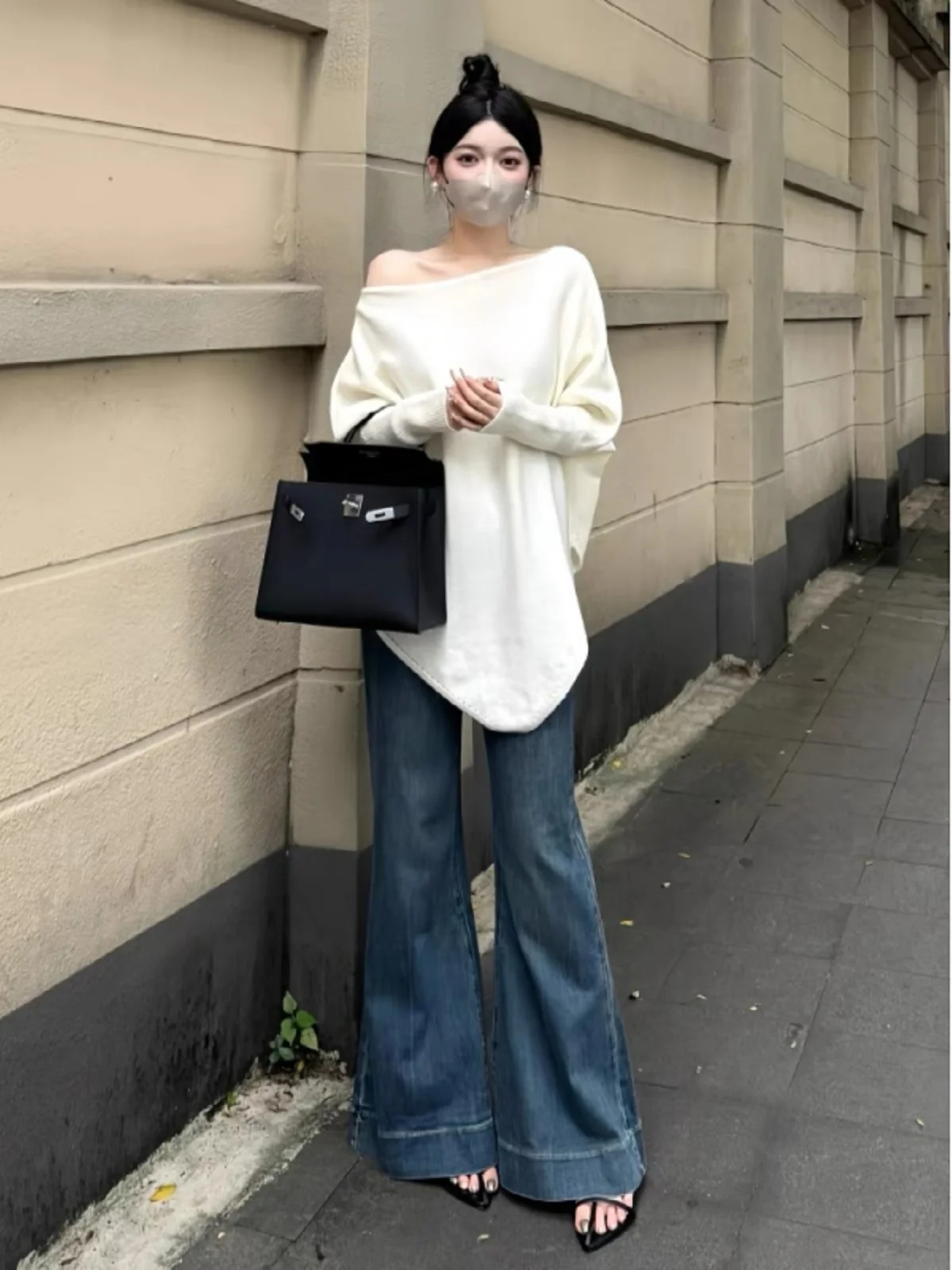 

Fall 2026 plus Size Women's Knitwear Asymmetrical oulder One-oulder Two-Way Loose Slimming Meat-Covering Color Top