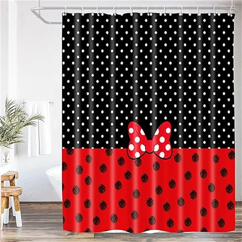 Minnie Mickey Cute Stitched Cartoon Shower Curtain 3D Printed Waterproof Bathroom Luxury Decor Curtain Exquisite Home Gift