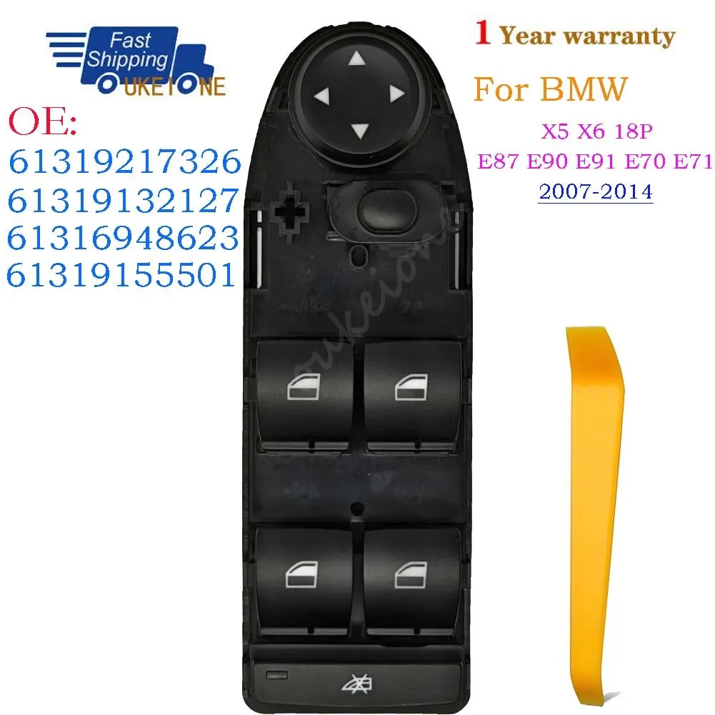 61319155501 61316948623 For BMW X5 X6 E87 E90 E91 E70 E71 18P 2007-2014 Master Driver Side Window Power Switch Car Accessories