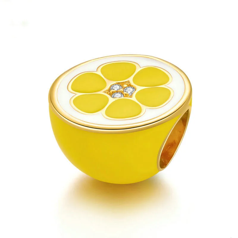 

Pure S925 Silver Beads Women Summer lemon Loose Beads 1pcs Stamp S925
