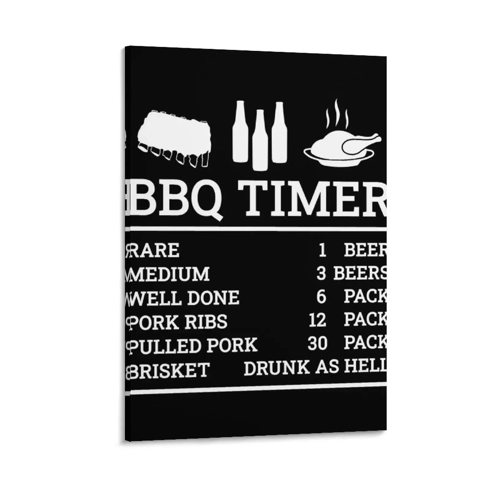 

BBQ Timer, Beef and Beer, Rare - Medium - Well - Brisket | Barbecue Lover Canvas Painting accessories for home decor