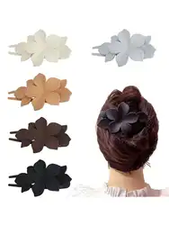 4.2-inch large natural color coffee colored flower grab clip suitable for thick and thin hair, fixing hair and styling