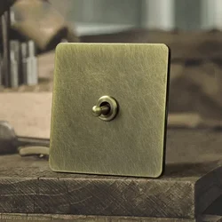 1-4 Gang 2 Way Vintage Toggle Switch Green Bronze Wall Light Switch Stainless Steel Panel Brass Lever