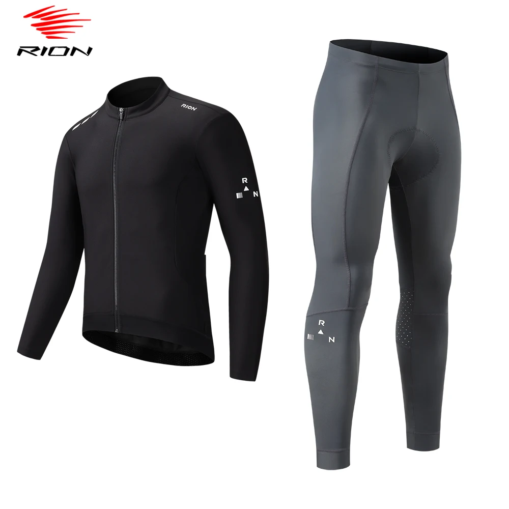 

RION Велосипедные комплекты Мужские велосипедные брюки Рубашки с длинными рукавами Горный велосипед MTB Джерси Комплект из двух предметов Осенне-весенний Dolomiti Pad 8H