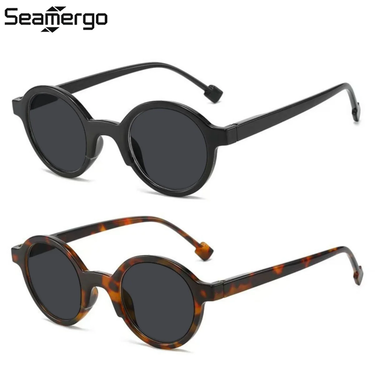 

SEAMERGO Men's and Women's Retro Round Frame Sunglasses New High-end Fashion Eyewear Retro Punk UV Protective Sunglasses