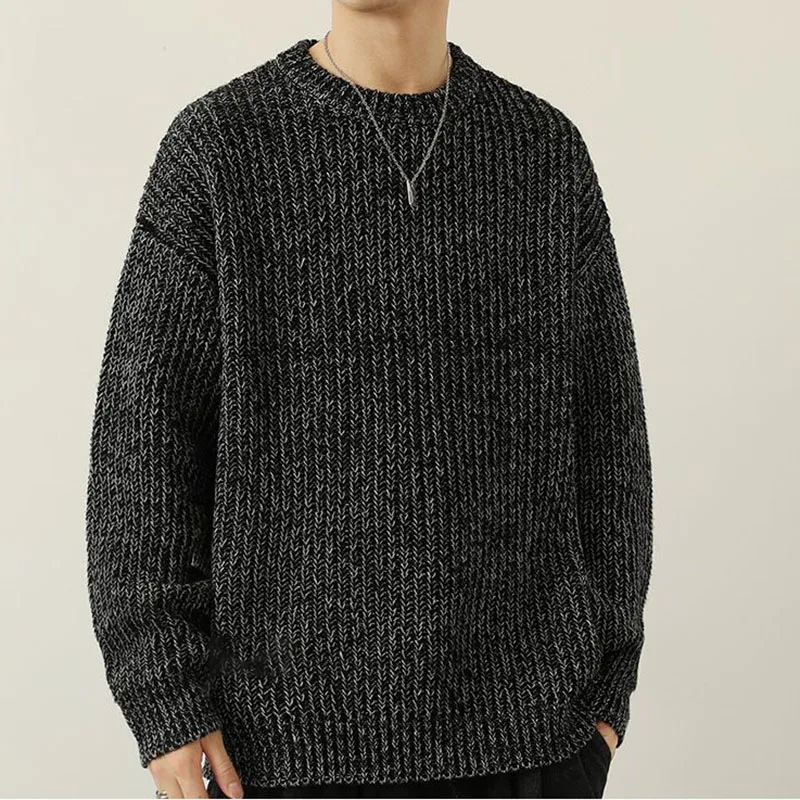 Pull vintage à col rond pour hommes, beau pull décontracté, pull épais pour hommes, tricots chauds, mode hiver, automne