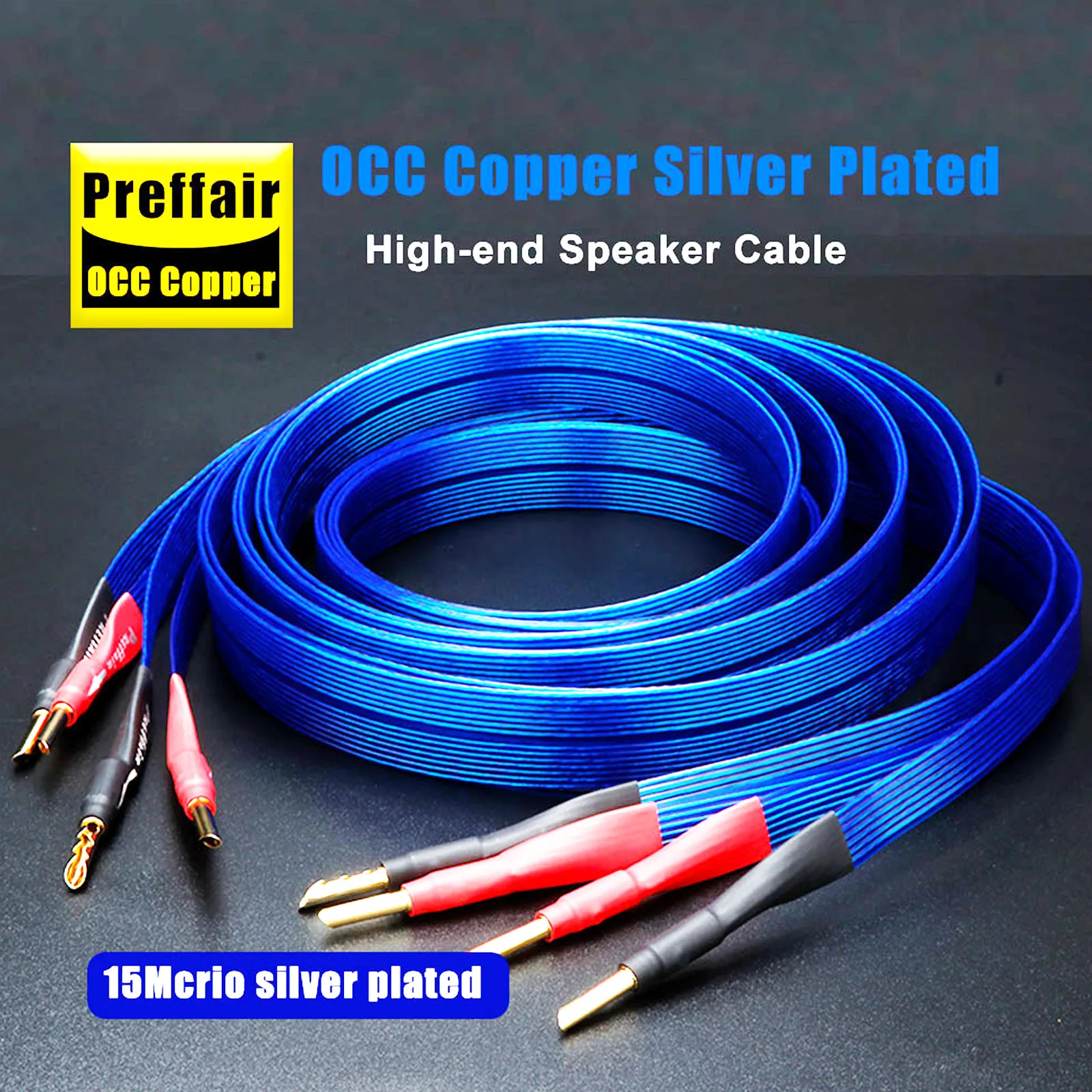 

Speaker Cable Hifi Speakers 6N OCC Silver Plated Loudspeaker Wire Music Audio Cable Gold Plated Banana Y Spade Plug