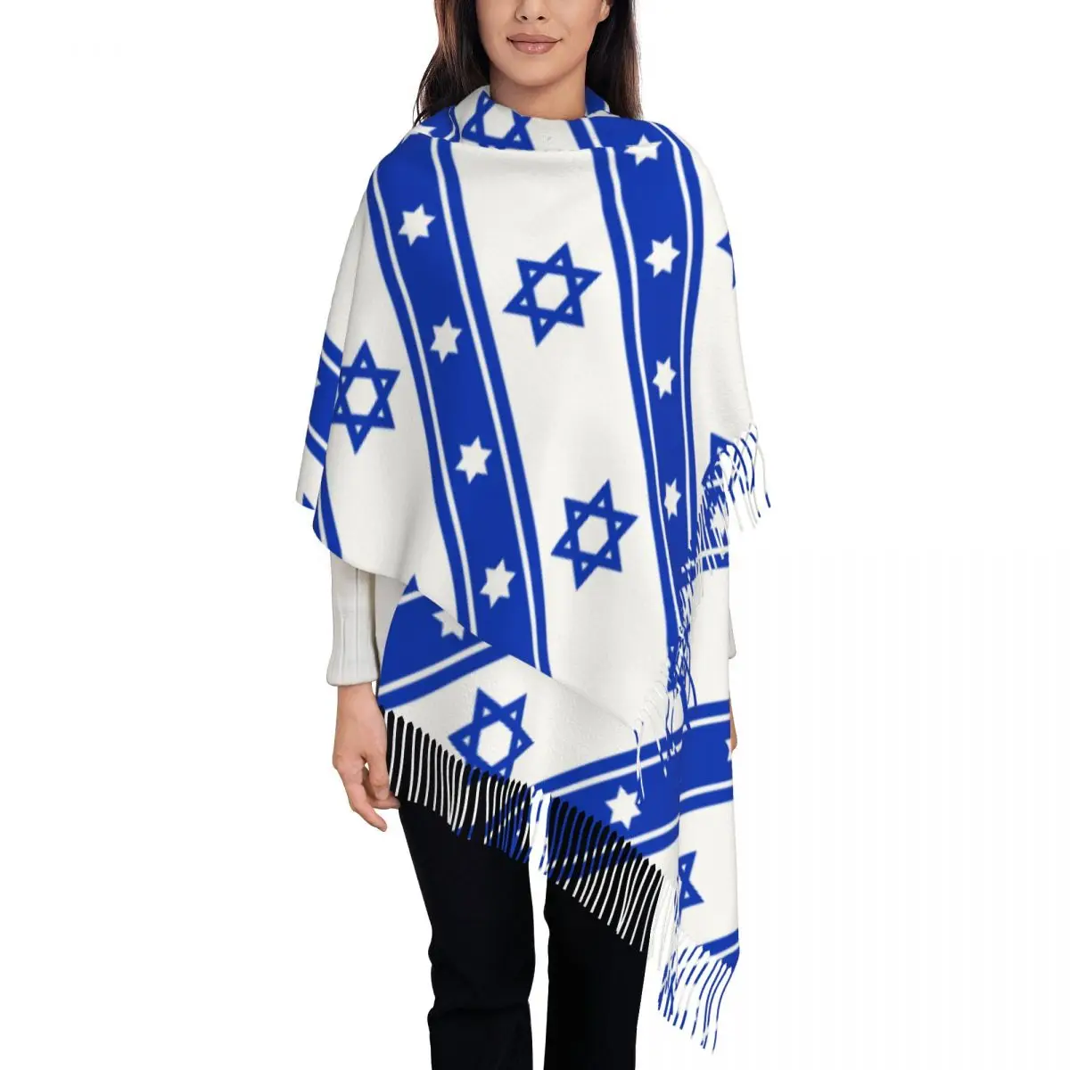 

Israel Flag Women's Pashmina Shawl Wraps Fringe Scarf Long Large Scarf