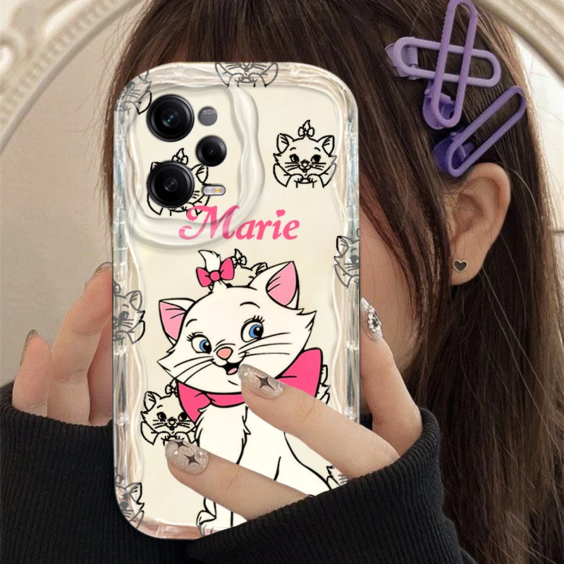 Disney Marie Cat Wave Oil Transparent Cover For Xiaomi Redmi Note 13 12 12S 11S 10A 10 9 8 A1 A2 Pro Plus Phone Case