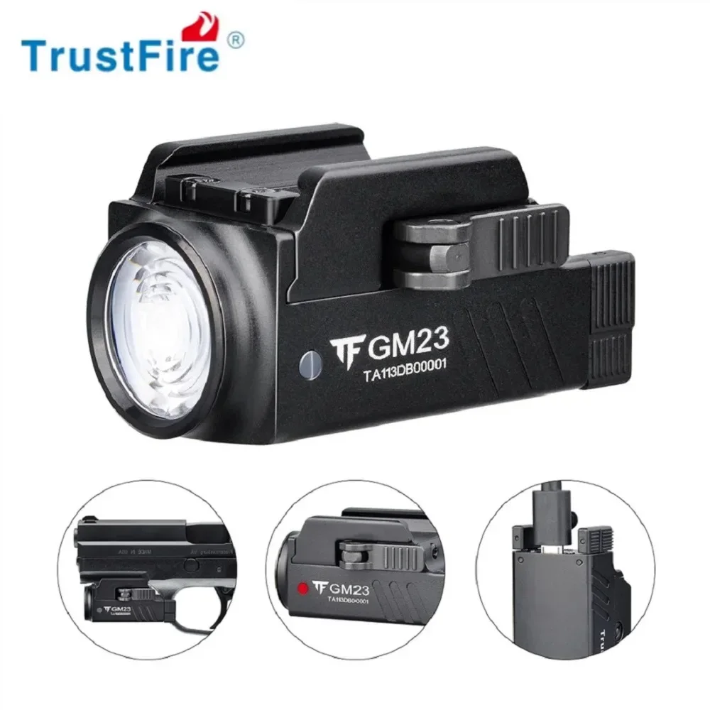 

Тактический фонарь TrustFire для пистолета, 800 люмен, мини-фонарик, USB-перезаряжаемый, с креплением на 20-мм планку
