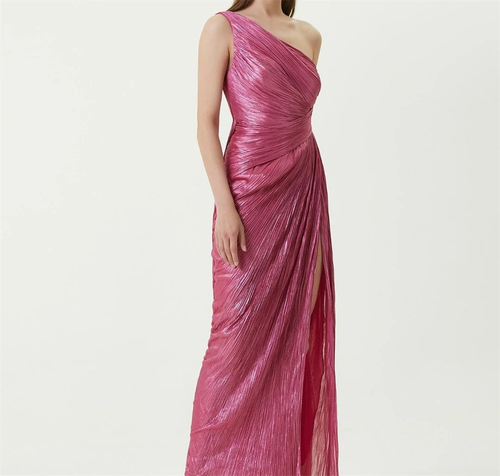 Customized Simple One-shoulder Sheath Cocktail Dresses Fold Draped Chiffon Evening vestidos de fiesta elegantes para mujer 202