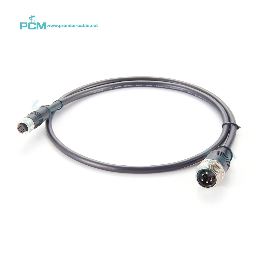 DeviceNet Cordset Cable 7/8'' 5Pin Male to M12 A-Coded 5 Pin Female Minifast Connector 1 Meter