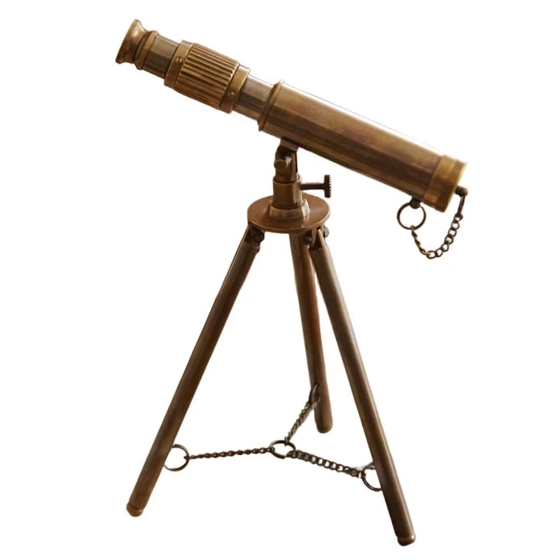 

Brass retro telescope colored shell magnifying glass rattle study tabletop ornament model room European decoration