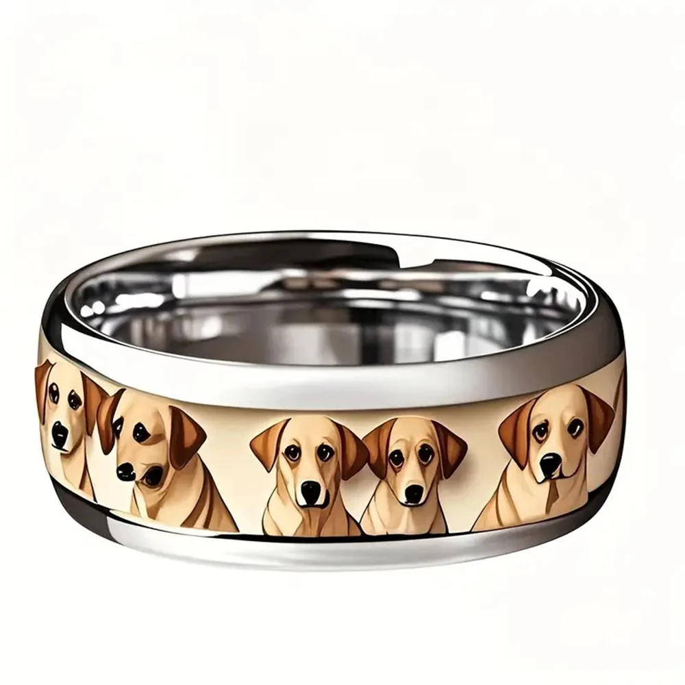 Cute Cartoon Animals Dog Cat Rabbit Stainless Steel Rings Personality Pets Wedding Band Steel Ring Party Jewelry For Gift