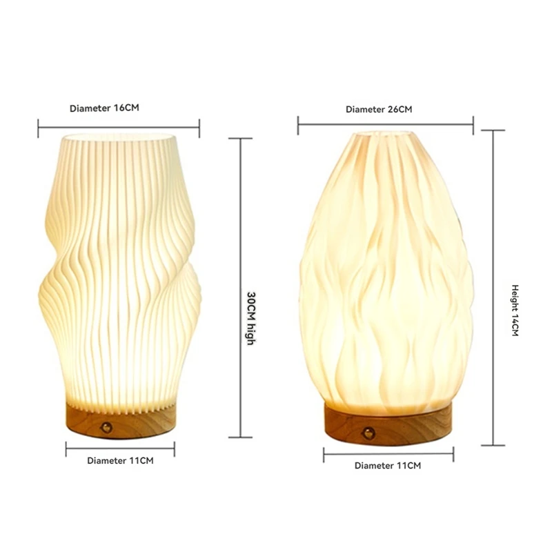 MAKE-Lámpara de mesa pequeña regulable para dormitorio, lámpara de noche pequeña a rayas de estilo Vintage, lámpara de noche