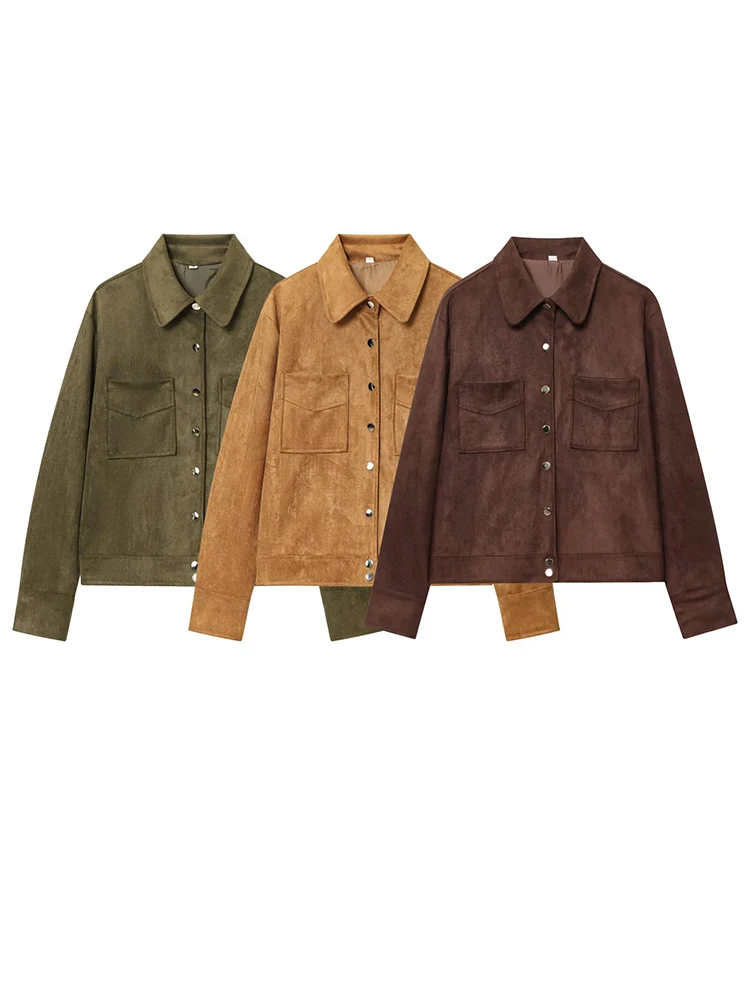 

HH Woman Street Style Single-Breasted Turn-down Collar Long Sleeve Chic Coats Autumn Women Pockets Loose High Street Jacket