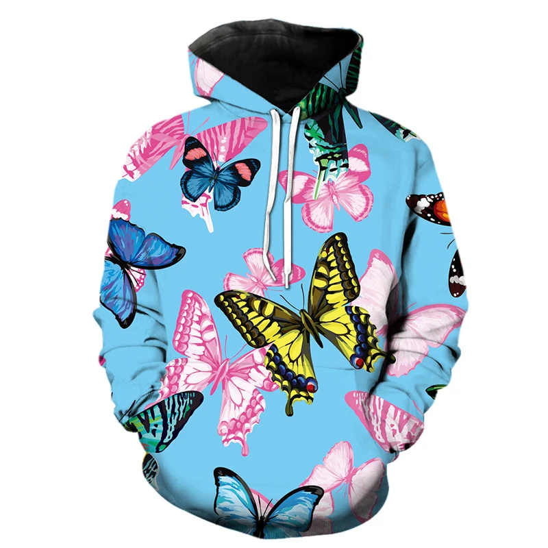 

2020 Autumn Winter New Cartoon Butterfly Hoodie Men Fashion Casual Hoodies Loose Hip Hop Streetwear Men's Sweatshirt Clothes