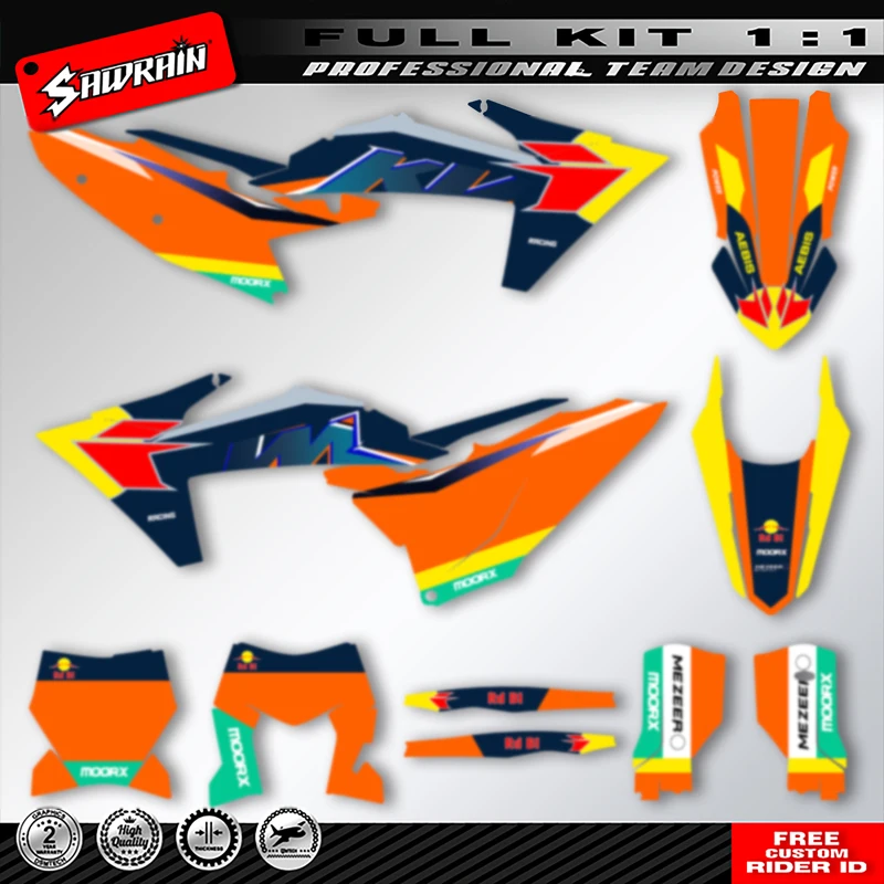 

Sawrain Motorcycle Graphics Background Decal Stickers Kits For KTM SX SXF 2023 2024 2025 EXC XCW Enduro 125 250 300 350 400 450
