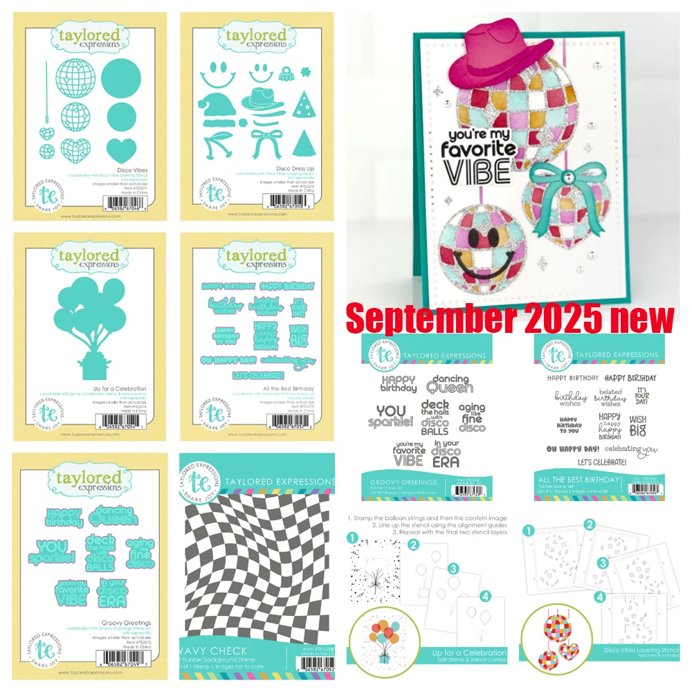 

All the Best Birthday Disco Vibes Metal Cutting Dies Stamps for DIY Handmade Scrapbooking Photo Albums Cards 2025 September New