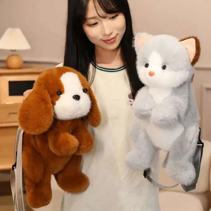 동물 플러시 배낭 귀여운 플러시 인형 여성 Kawaii 모피 소프트 숄더 백 캠핑 여행 파티 여성 생일 선물