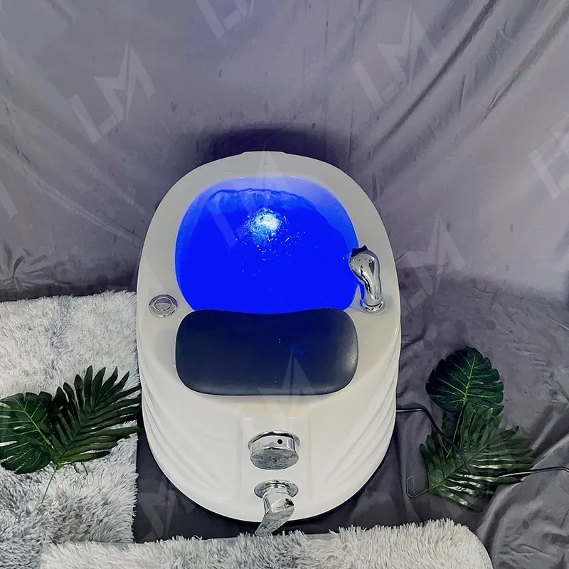 Indoor Portable Freestanding LED Surfing Colored Light Foot Bath Massage Pedicure Basin with Nozzle