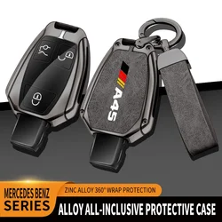 Car TPU Zinc Alloy Key Case Bag For Mercedes Benz AMG A45 Logo Car Key Chain Car Metal Key Shell Interior Decoration Accessories