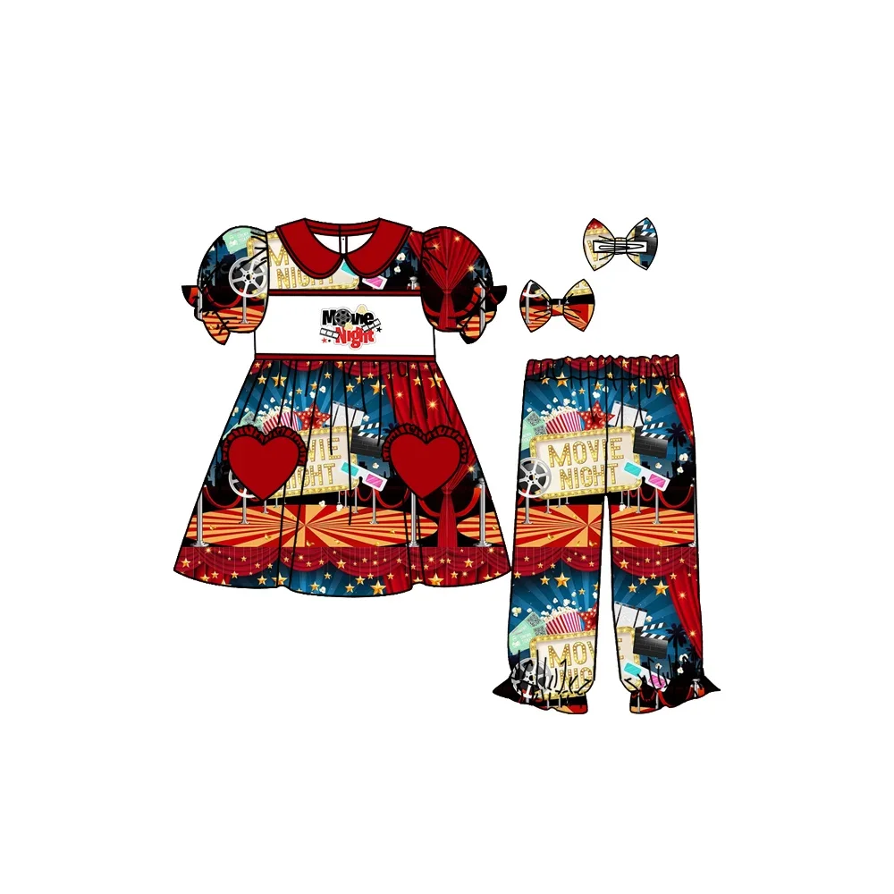 Children Boutique Movie Night Pjs Outfits Happy Birthday Pajamas Boys Girl Sets