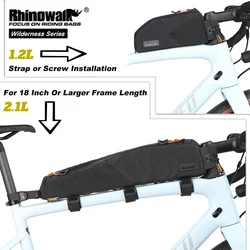 Rhinowalk Bike Front Frame Bag 1.2L/2.1L Water-Repellent Cycling Storage Luggage Packing for MTB&Road Fit Larger Frame Length