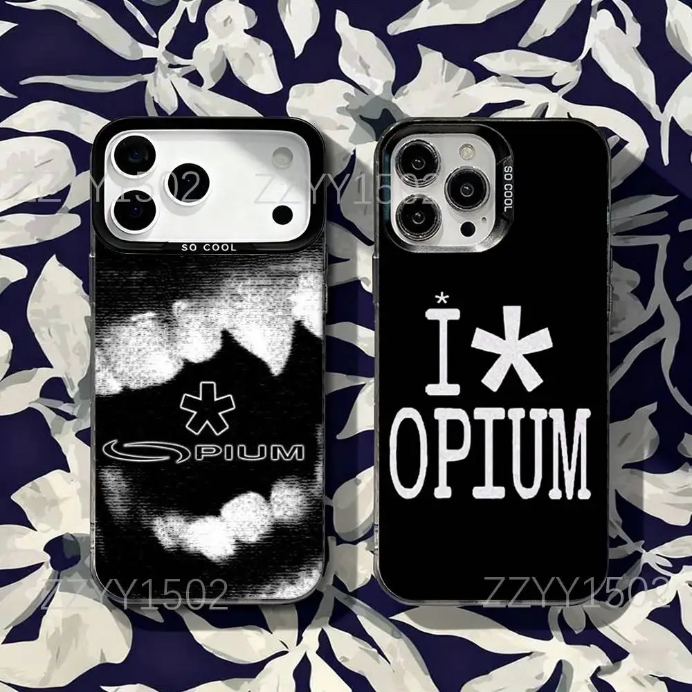 

O-Opium Label Playboi Carti Phone Case For iPhone 17,16,15,14,13,12,X,8,Pro,Max,Plus,SE4,Air,Mini HD Black IMD Matte