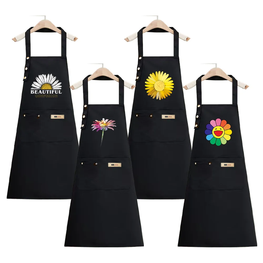 

Apron Cook Clothes Kitchen Essential Adjustable Straps daisy Multiple Pocket Waterproof Stain-Resistant Baking Accessory