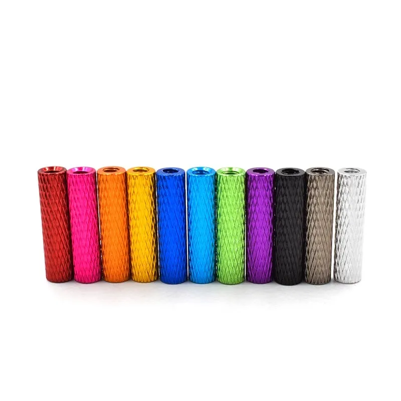 10pcs/lot M3  colourful Standoff Aluminum Knurled Spacer Standoffs M3x6/8/10/12/15/20/25/28/30/35/37/40/45/50mm OD=5MM