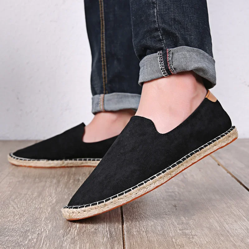 Espadrilles Women Shoes Patchwork Slip on Summer Shoes Men Loafers Breathable Canvas Shoes Jute Wrapped Shoes Unisex Outwear