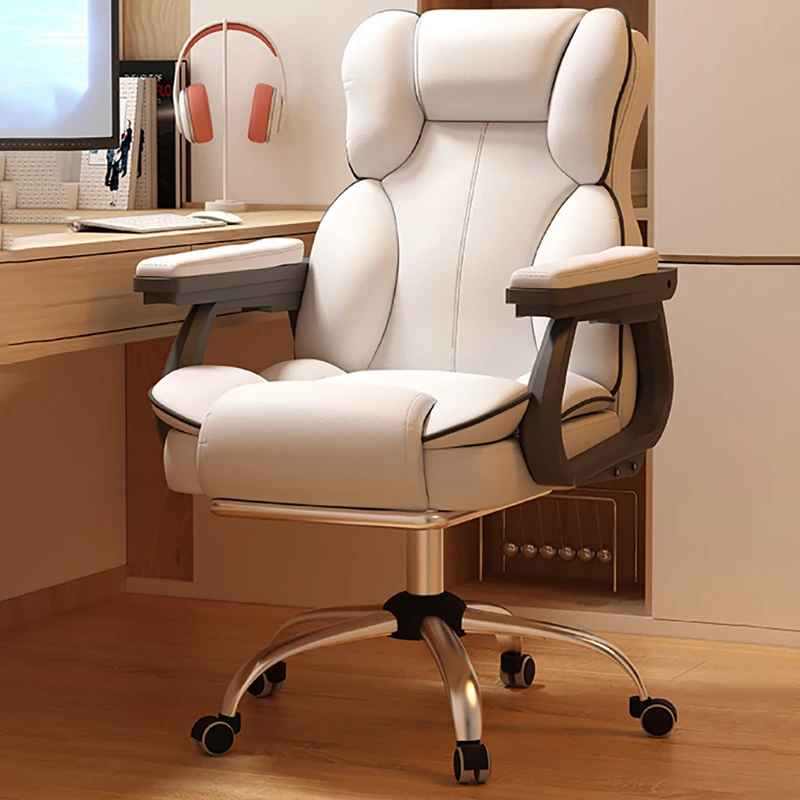 Sedia da ufficio ergonomica per il trucco cuscino bianco ruote per conferenze Relax poltrone mobili per ufficio Cadeira Presidente