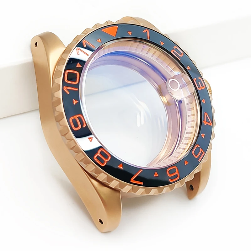 SUB Matte Rose Gold Watch Case Set Fits NH35 NH36 4R36 NH72 Stainless Watches Cases With Sapphire Movement Accessories MOD Parts