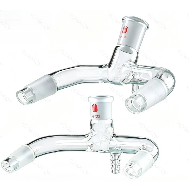 Tube de réception pour distillation bidirectionnelle SYNTHWARE, en verre borosilicate haute résistance, avec petite emboutie à joint, adaptateur de réception sous vide