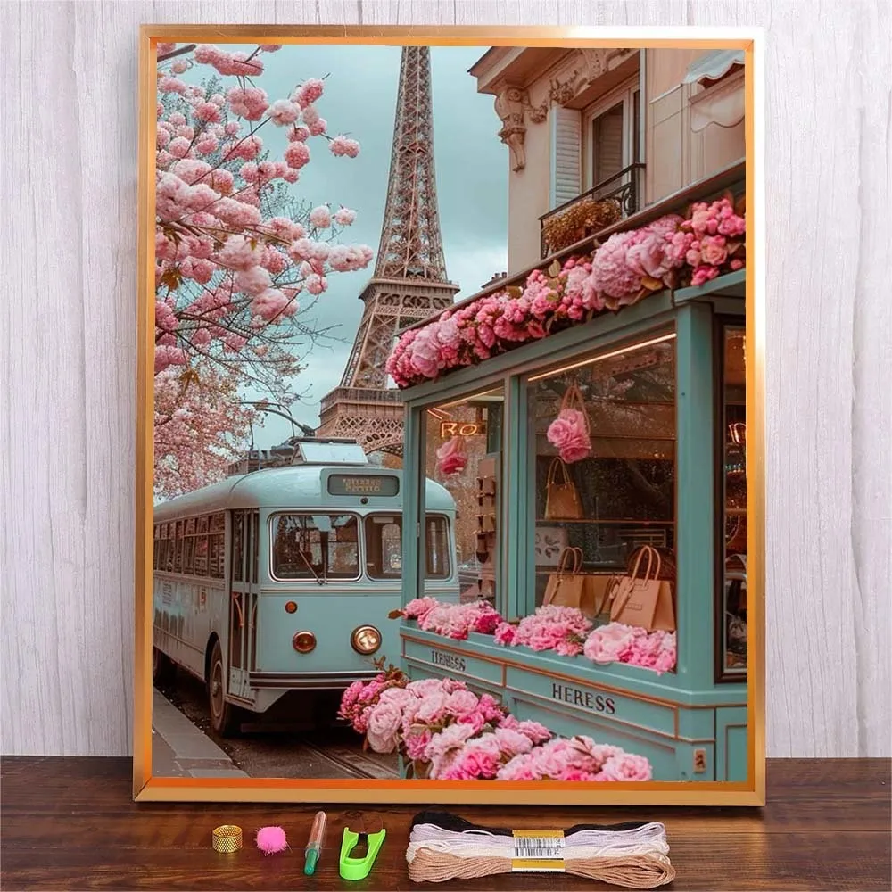 

Cotton Thread Cross Stitch Painting Kit Paris Tower Landscape Funny Diy Craft Needle Embroidery For Bedroom Home Decoration Gift