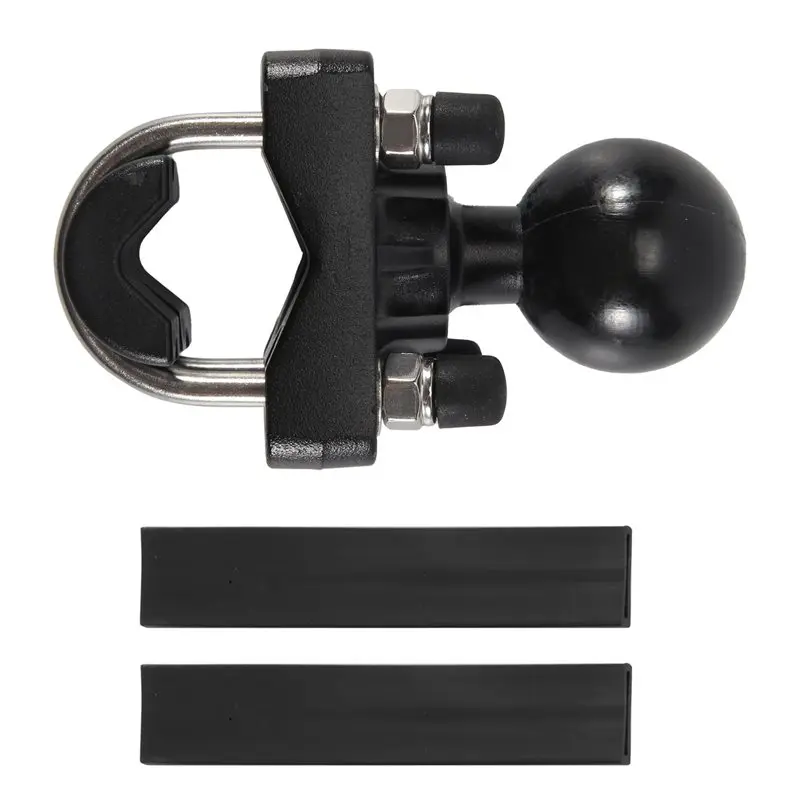 A67K-Double U-Bolt Motorcycle Bike Handlebar Rail Mount Base With 1.5 Inch Ball For Gopro Camera For Garmin For Sony