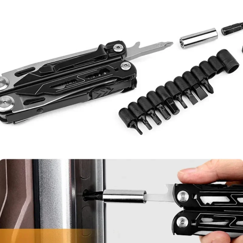 كماشة معدنية متينة متعددة المهام مع شفرة حادة قطع الأسلاك المفكات مقص أداة متعددة الوظائف للتخييم في الهواء الطلق والمشي لمسافات طويلة #4