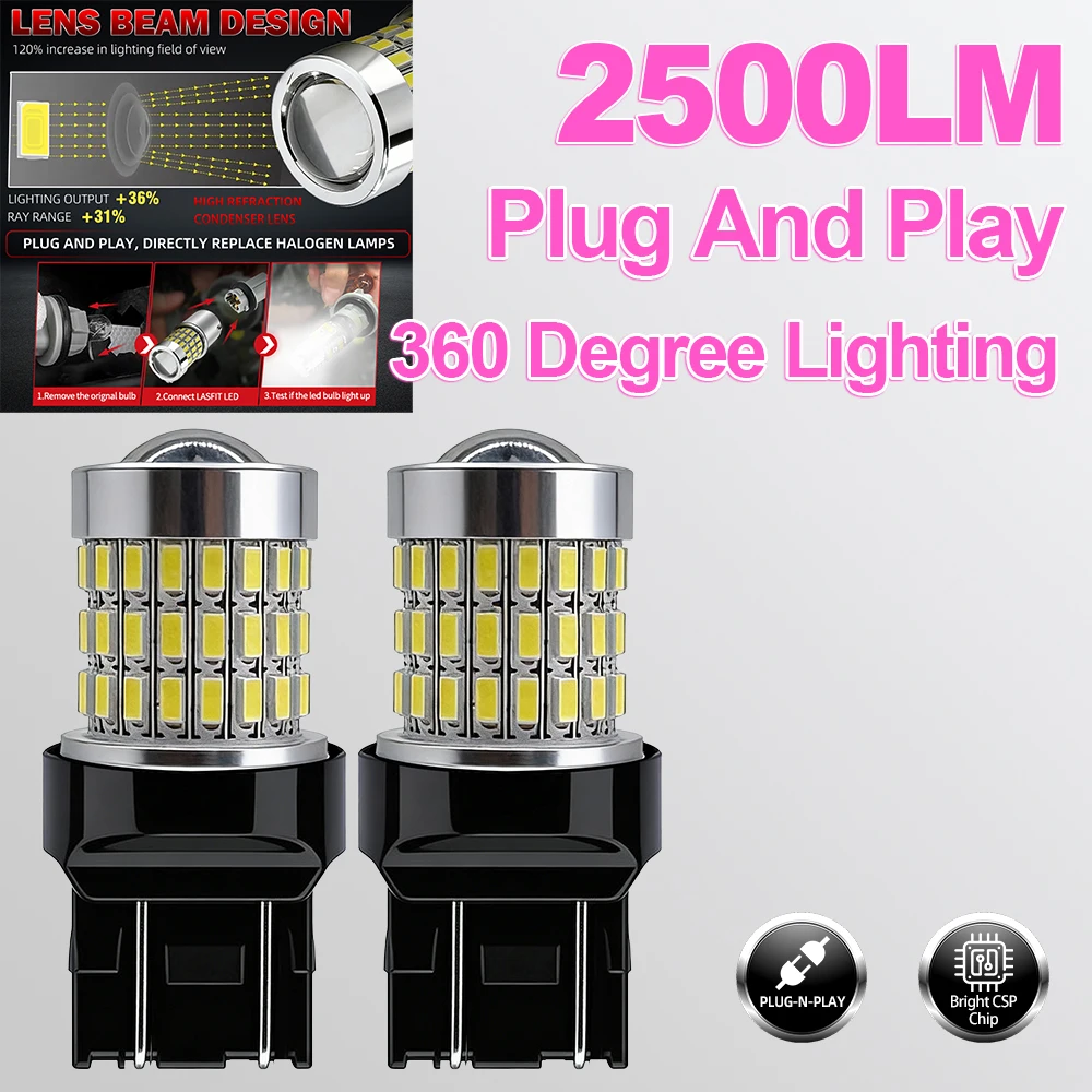 7443 Canbus Led Bulb Daytime Running Light W21/5W High Quality Brake Light Super Bright 2500LM Reverse Light Backup Lamp Ampoule
