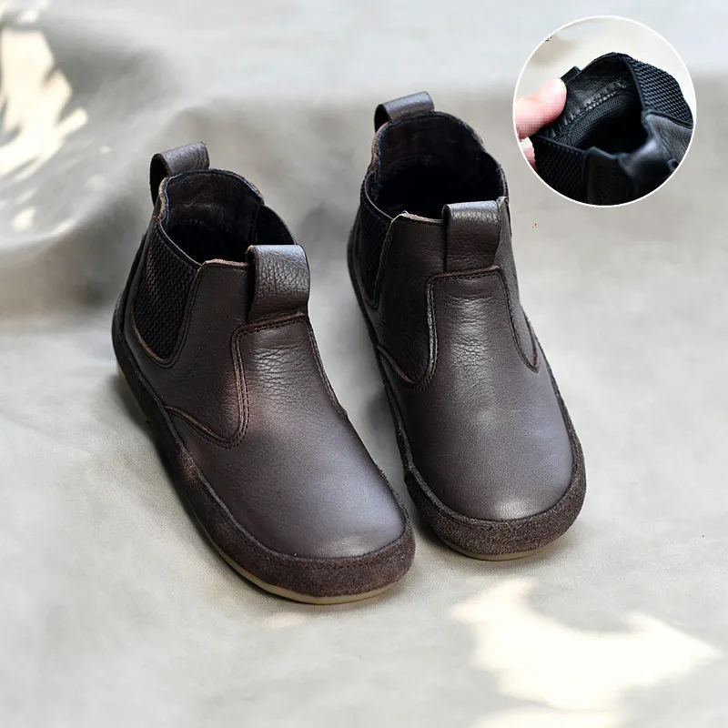 Kids Boots Autumn Winter Toddler Girls Genuine Leather Brand Middle Calf Princess Fur Boots Baby Shoes Children Flats Soft Sole