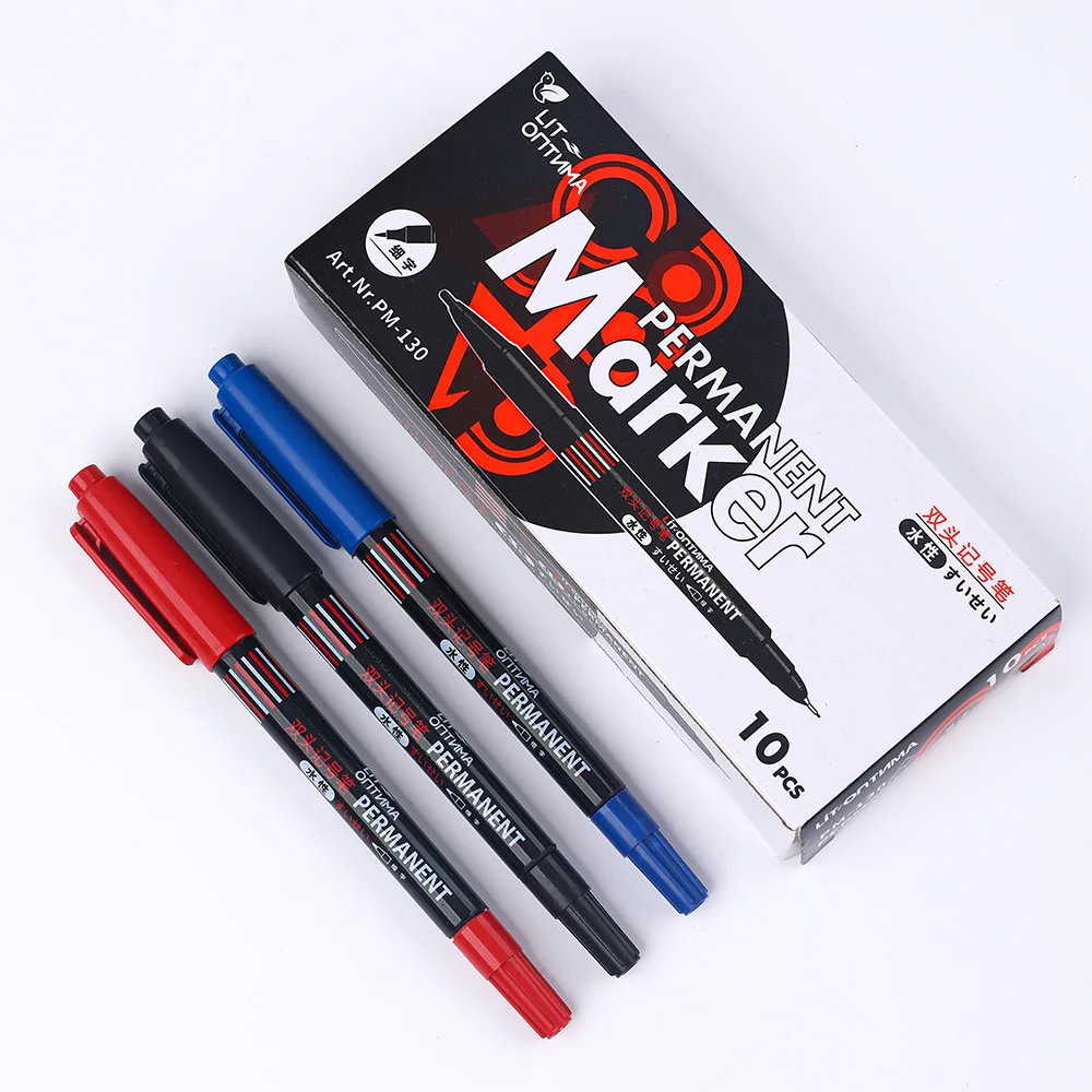 

5PCS blue/black/red 3-color water-based small double head marker pen, double head extremely fine marker pen, drawing marker pen