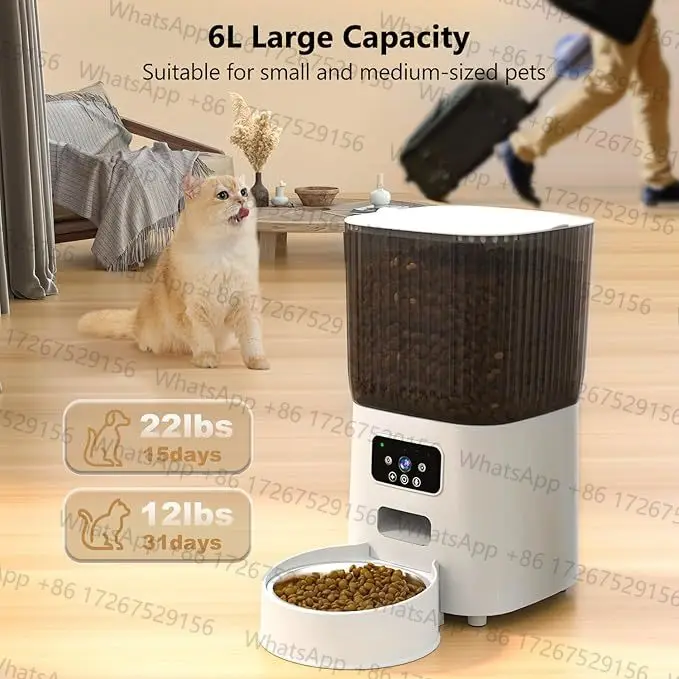 Large Capacity Automatic Pet Feeder Smart Timer Voice Recording Dry Food Dispenser Plastic Home Travel Companion Stylish