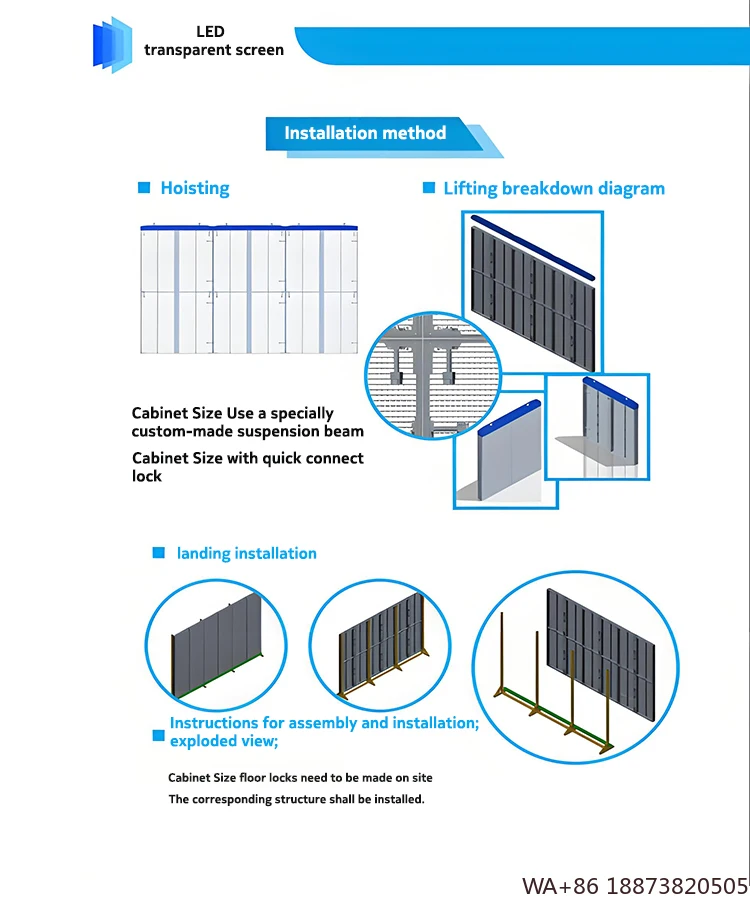 LEDディスプレイ商業用ウィンドウマーケティング広告透明スクリーンガラス壁P3.91 1000mm*1000mm
