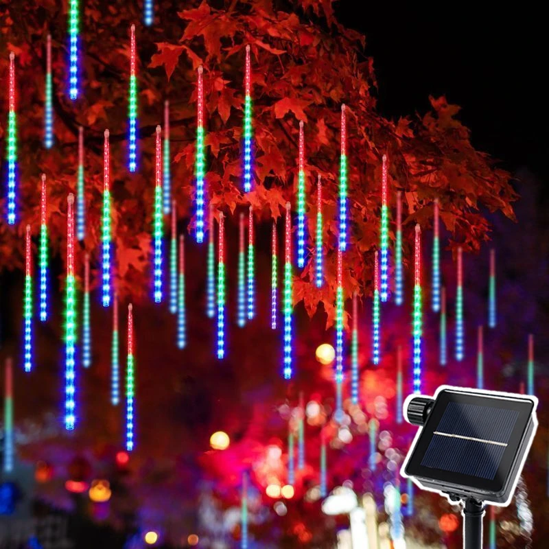 Led Meteor Shower Solar Led String Lights Fairy Garland Christmas Tree Decorations Outdoor Garden Street Lights 8 Tubes 30/50cm