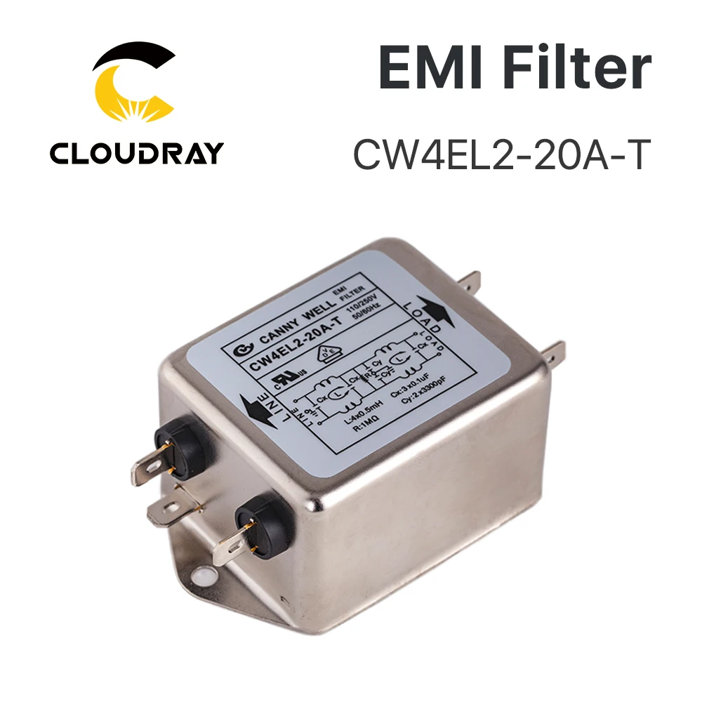 Ultraryac Power EMI Filter CW4EL2-10A-T/CW4EL2-20A-T Single Phase AC 115V / 250V 20A 50/60HZ for Laser Marking Machine DIY Part