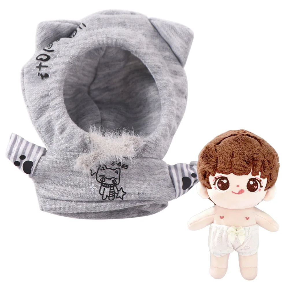

Fashion Hoodie 10cm Cotton Doll's Clothes Cat Ear Mini No Attribute Doll Clothes Grey Cute Plush Doll's Clothes Kids Girls Toys