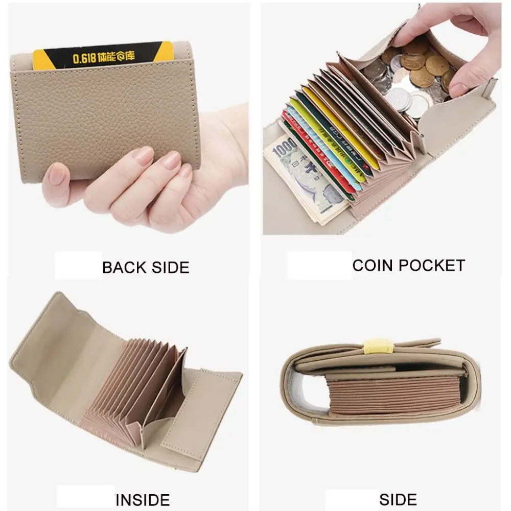 Luxury Cowhide Short Wallet Anti-theft Brush Multiple Card Slots Coin Purse Durable Money Bag