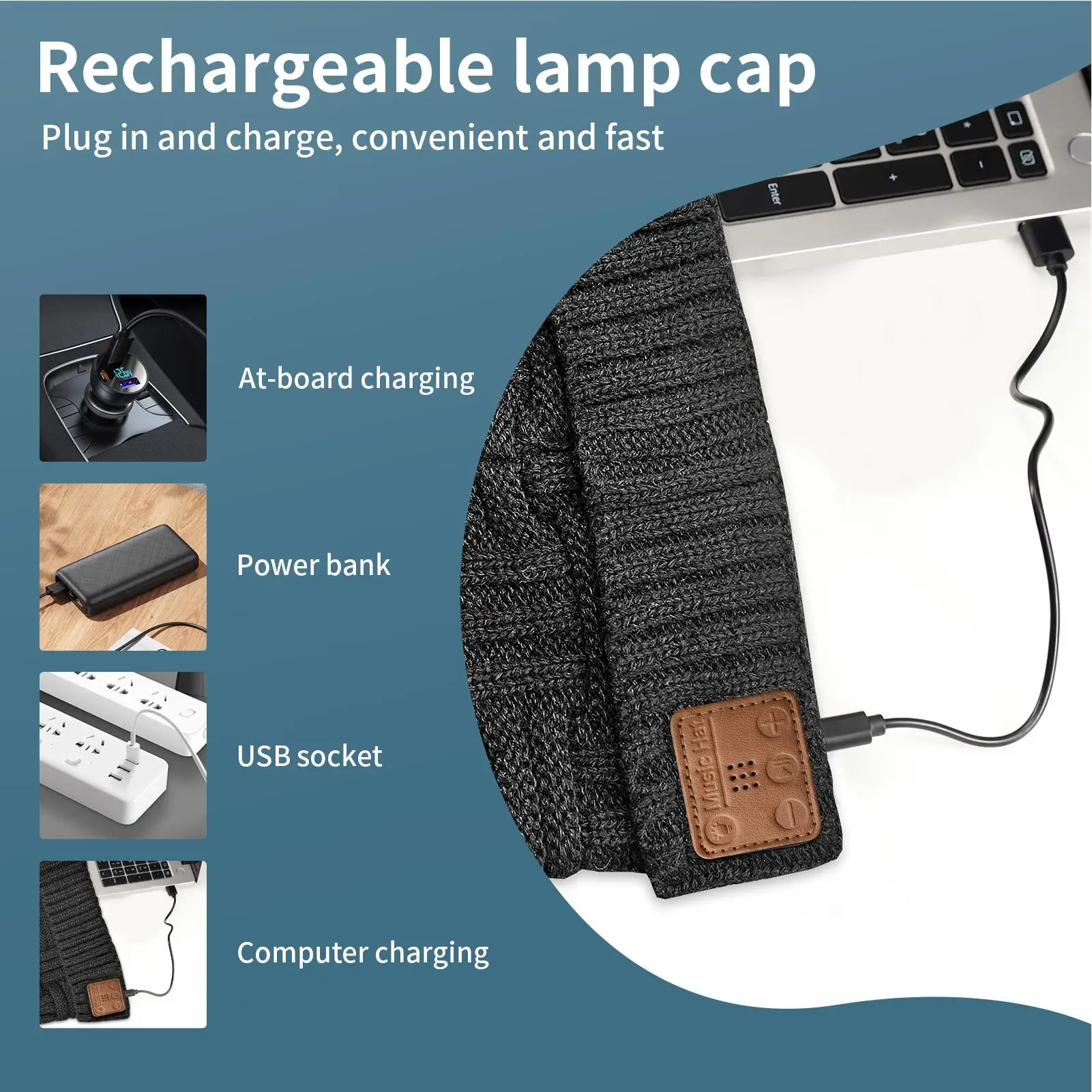 

Шапка с наушниками, 3 режима освещения, дышащая зимняя шапка, светодиодная шапка с беспроводной связью для мужчин и женщин, для рыбалки, езды на велосипеде, собаки