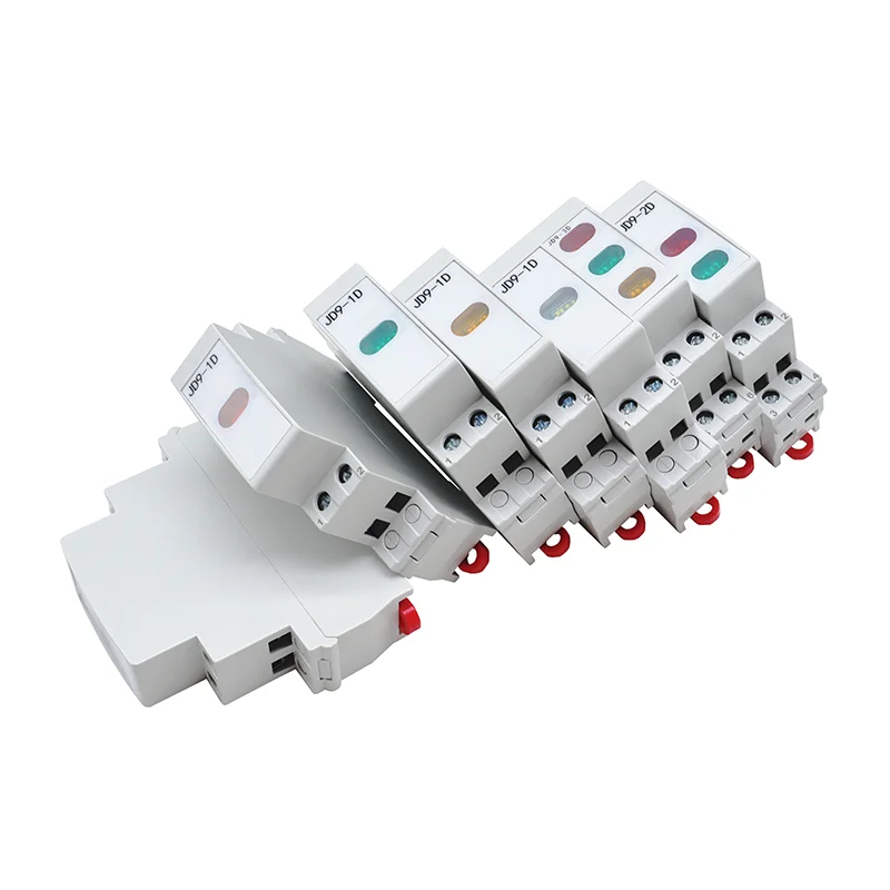 Lámpara de piloto de señal Modular LED, montaje en Riel Din, luz única Dual, rojo, verde, amarillo, azul, CA 24V, 220V, Industrial